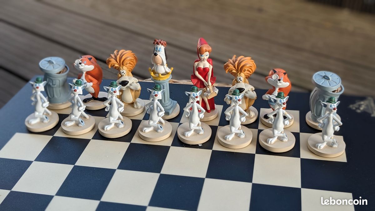 1990 JEU d'ECHEC rare  NEUF 50x50 cm entre BIDOCHON et TEX AVERY = CADEAU NOËL