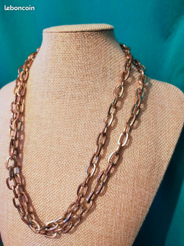 chaîne collier rétro bijou vintage signé MONET maillons plaqué argent