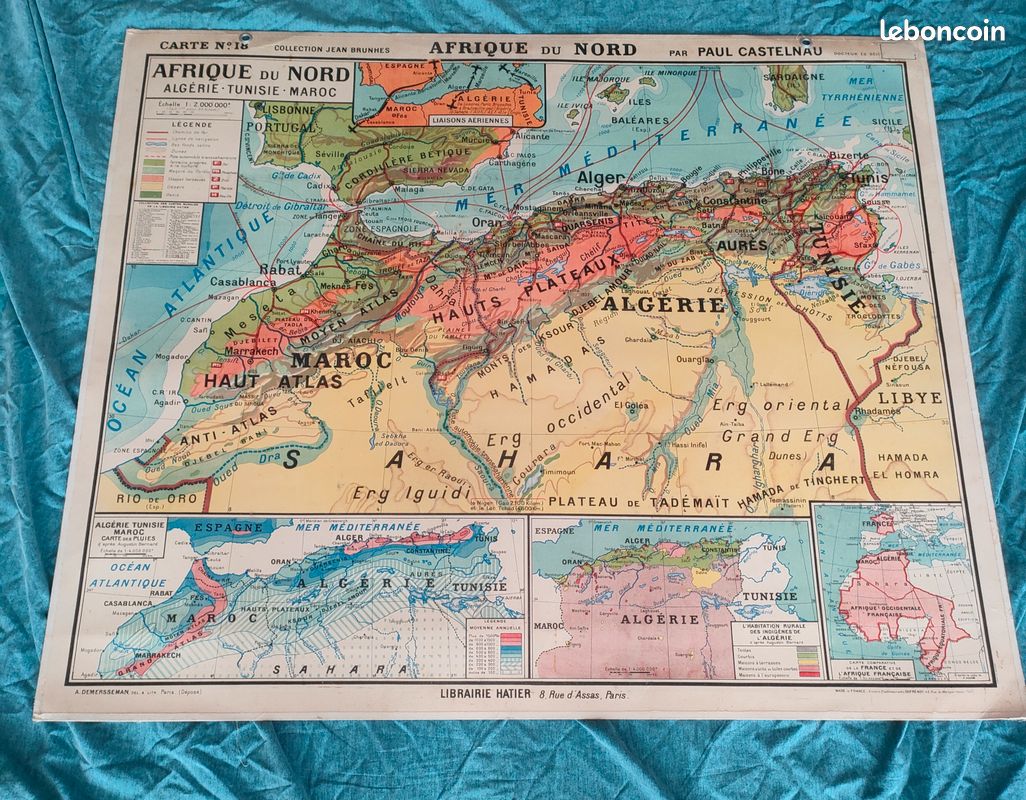 Lot de 17 anciennes cartes scolaires de géographie (image 18)