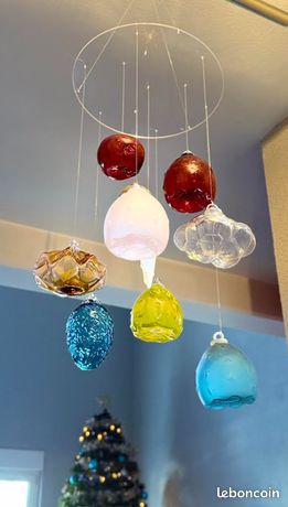 ANCIENNE Boule de Noël verre .. cristal Meisenthal ? EN BEL ETAT