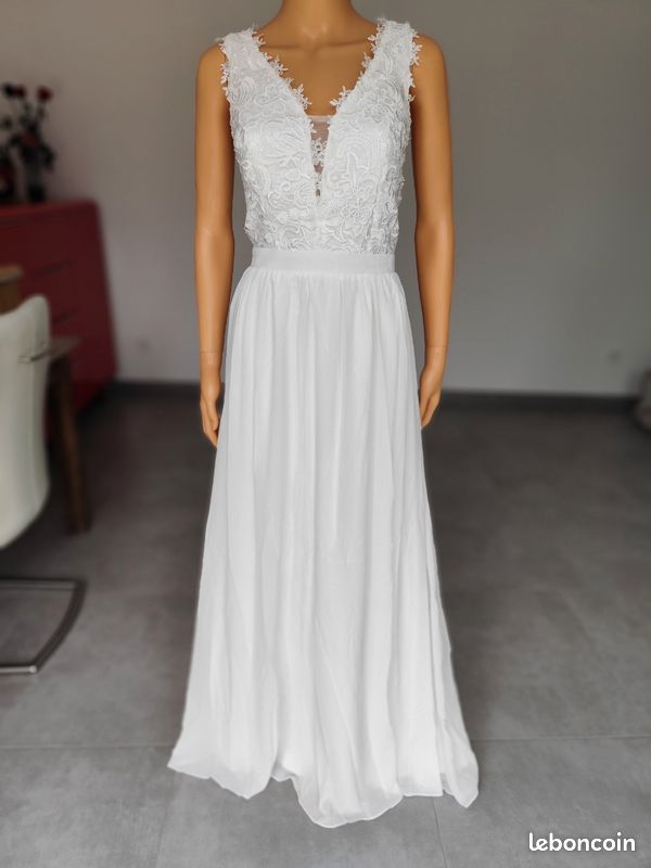NEUVE Robe de mariée bohème mousseline et dentelle 44 (image 6)