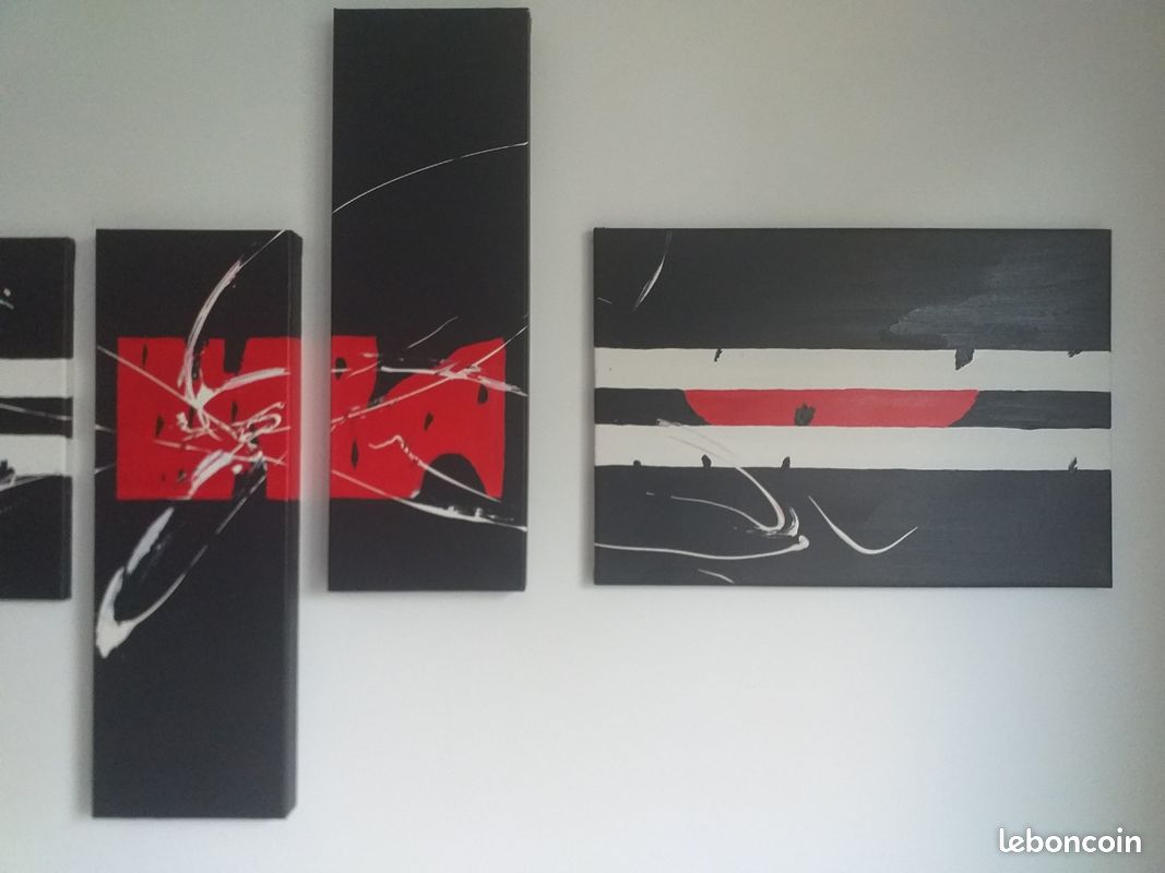 Triptyque grand format noir rouge blanc (image 5)