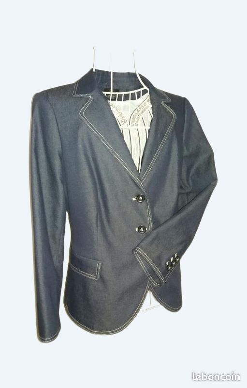 Veste Femme En Lin Blanc - Marque JOHDPUR - Taille 44/2XL - Occasion Très Bon État
