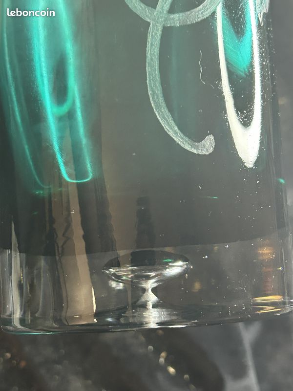 Vase rouleau en cristal de Bohème vert gravé rose dépolie 27 cm (image 7)