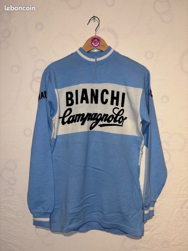 Pull maillot cyclisme BIANCHI CAMPAGNOLO NOS bayer 100% acrylique