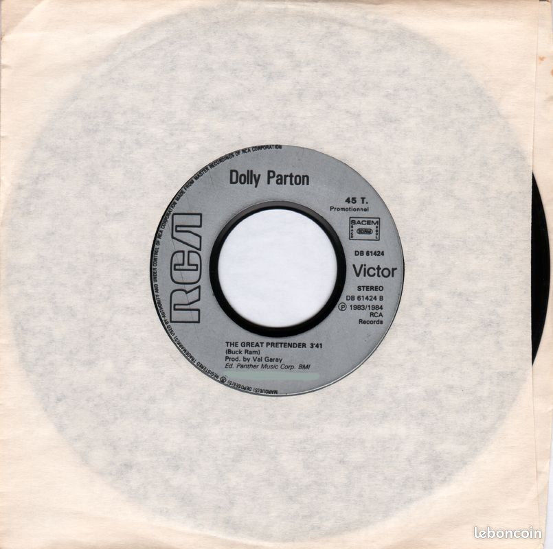 Dolly Parton - Downtown - The Great Pretender - Vinyle 45T 7", MCA Music/RCA DB 61424 B, 1984 (image 2)