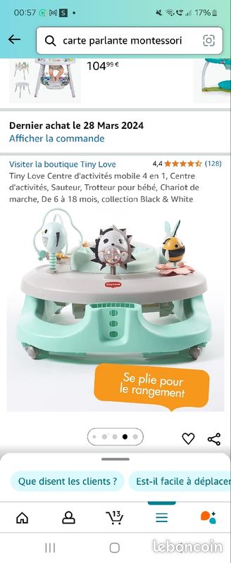 Trotteur bébé ( timy love) (image 4)