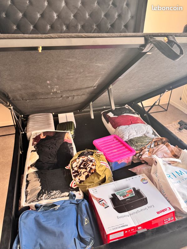 Urgent Lit coffre 160x200 noir + 2 tables de chevet offertes – 350 (image 14)