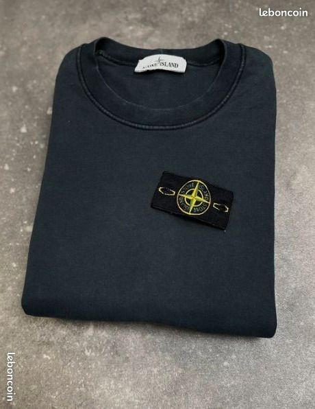 Pull col rond sweat stone island noir brodé taille M homme Vêtements