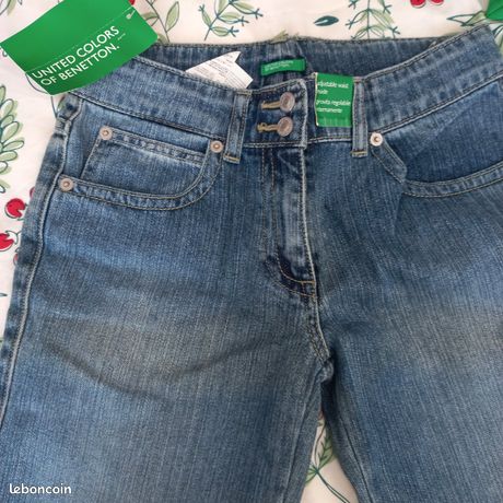 Pantalon Droit Noir Benetton - Taille 36 (42 IT) - 97% Coton - Très Bon état D'occasion