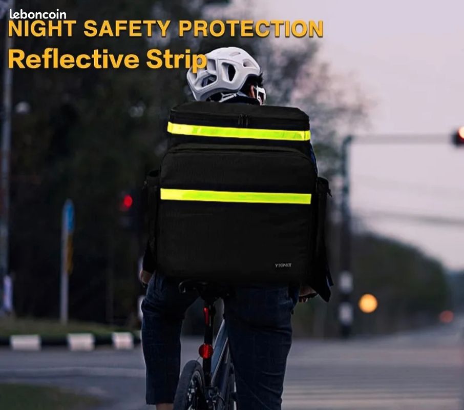 Sac à Dos Isotherme 40L Grande Capacité Pour Livraison - Étanche Vélo Moto Scooter - Uber Eats Doordash