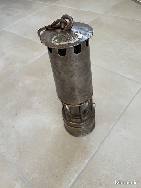 Lampe De Mineur Type Arras - Acier - 30,5 Cm - France - Vendue En L'état