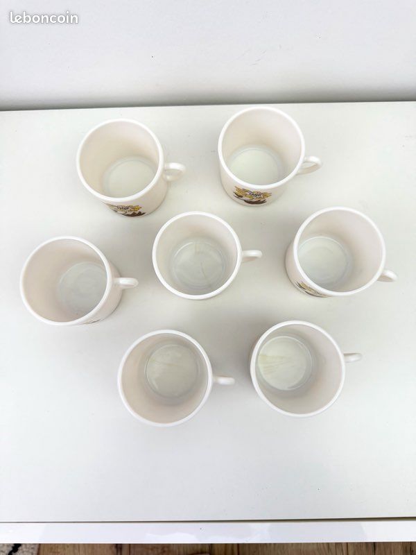 Lot De 6 Tasses à Café ARCOPAL Motif SQUARE - 7,5 Cm - Très Bel état