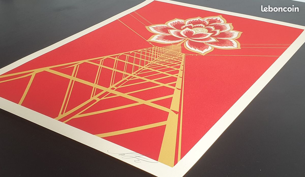Shepard Fairey (OBEY) - Affiche Edition Limitée à 375ex. - Flower Power Red - 2021 (image 8)