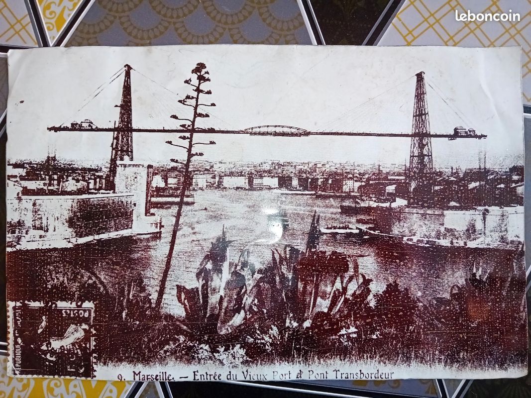 Ancienne photo du vieux port et pont transbordeur de Marseille (image 2)