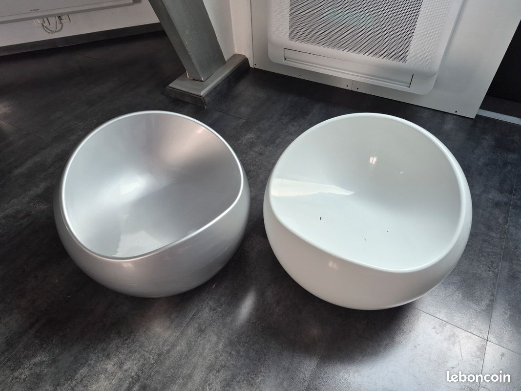 Pouf Ball chair XL boom Dupont laqué gris (image 4)