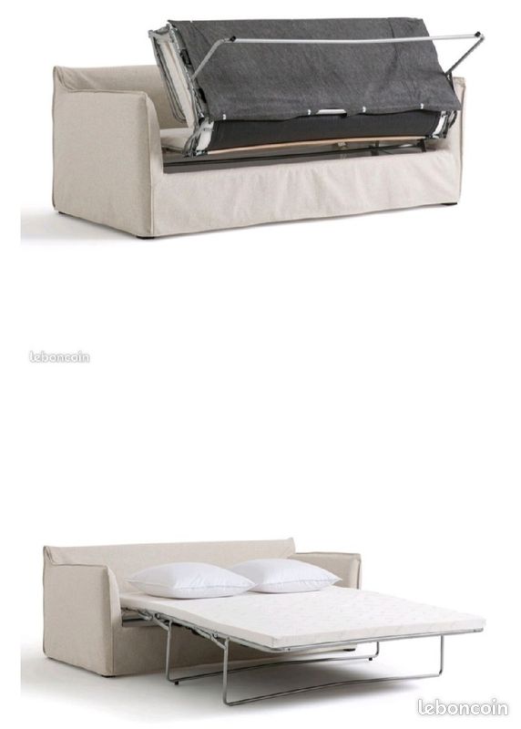 Très beau lot de 2 canapés + 1 pouf - Couleur Écru - État NEUF (image 5)