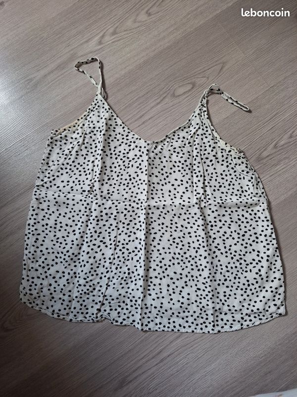 Débardeur blanc à pois noirs (image 2)