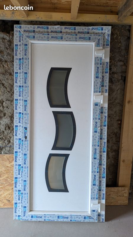 Porte d'entrée pvc 965x2200mm bois/blanc (image 2)
