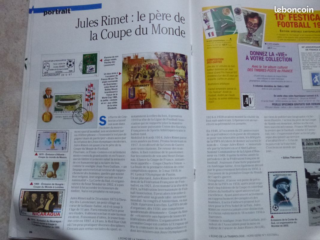 Revue "l'Echos de la Timbrologie" hors série spécial foot (image 7)