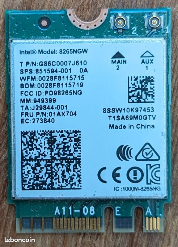 Carte réseau wifi Intel 8265NGW (image 1)