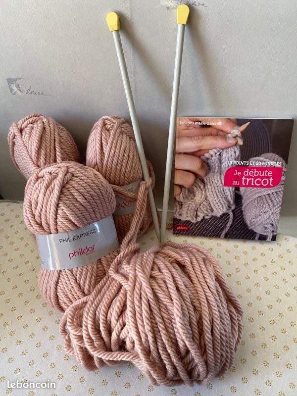 Kit Debutant Tricot PHILDAR (4pelotes, 2 Aiguilles, 1livre) (image 1)