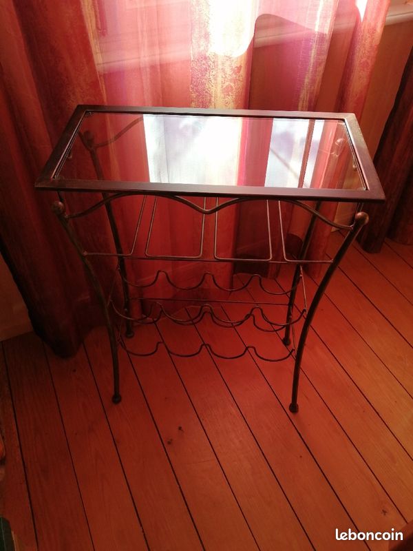 Desserte porte bouteilles (8) et verres en métal cuivré (image 2)