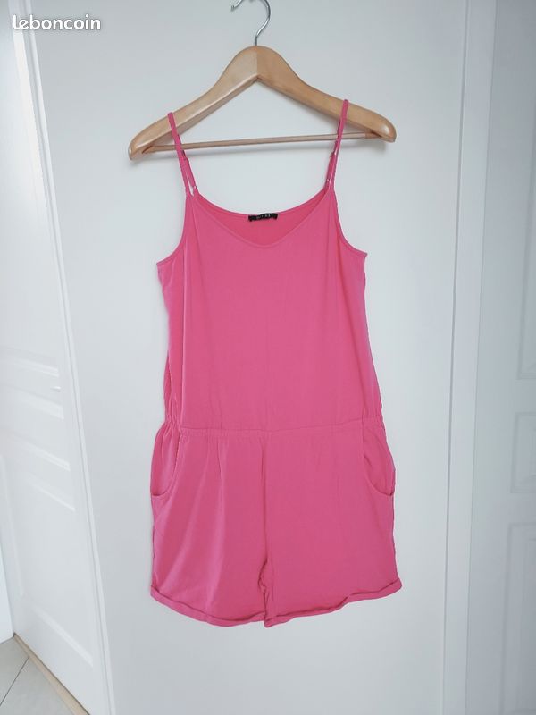 Jolie combinaison short ou combishort en coton rose 42 (image 2)