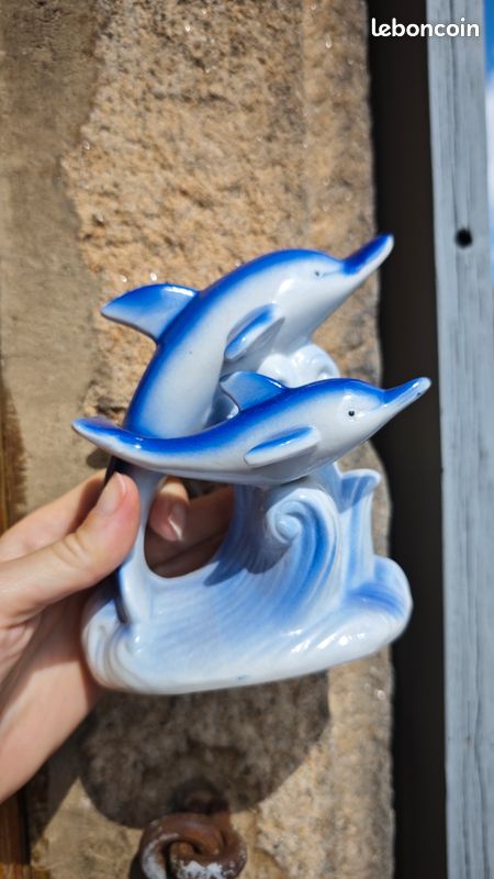 Dauphins céramique déco vintage 90 (image 1)