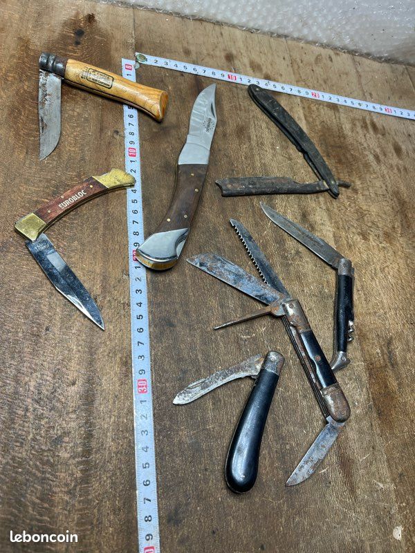 LOT DE 6 petits couteaux anciens en bois et laiton TBE EUR 9,90