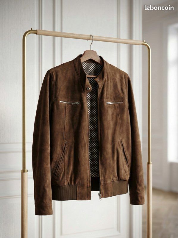 Veste En Cuir De Chèvre Noire IMPROVD - Taille M, Manches Tricotées Détachables