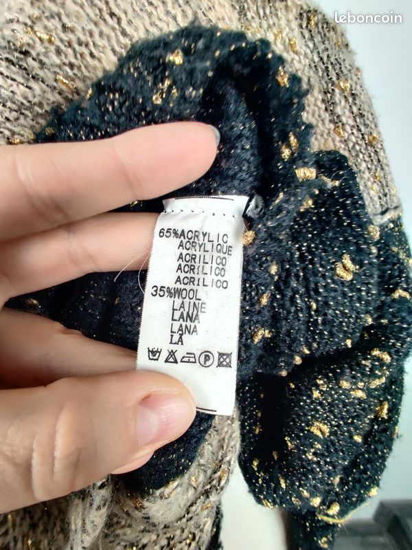 Pull laine de fêtes camel noir doré - Inès de la Fressange - M (image 6)
