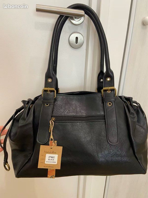 Grand sac fourre-tout sac cabas noir Y2K tendance style vintage 2000 (image 2)