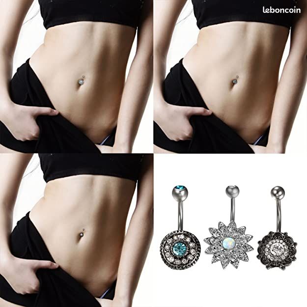 Lot De 3 Piercings Nombril De Luxe - Neufs Sans Emballage