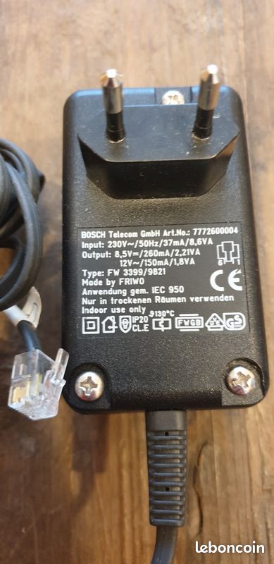Alimentation adaptateur 8,5v 260mA Bosch (image 1)