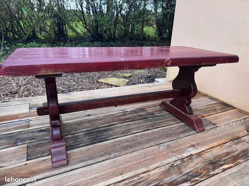 Table basse en bois massif - Style rustique / campagnard (image 1)