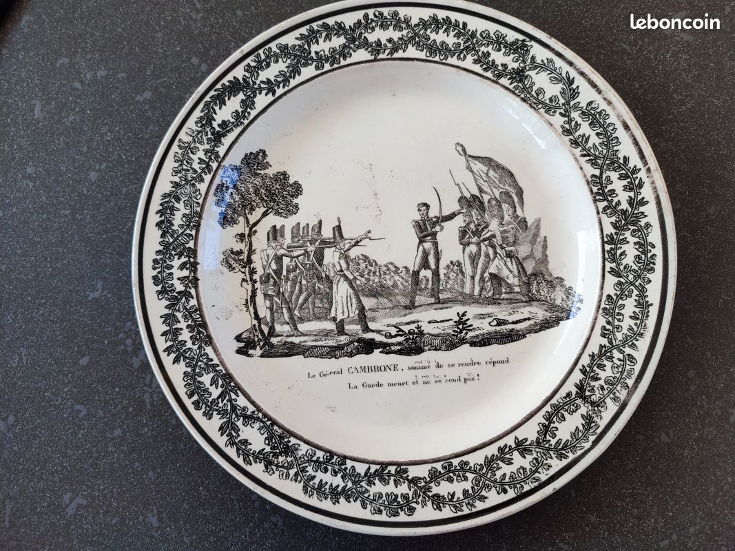 Ancienne assiette parlante en faïence de Montereau - Général Molitor (image 3)