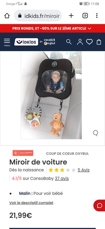 MIRROR by Prince Lion Heart Miroir de voiture pour bébé