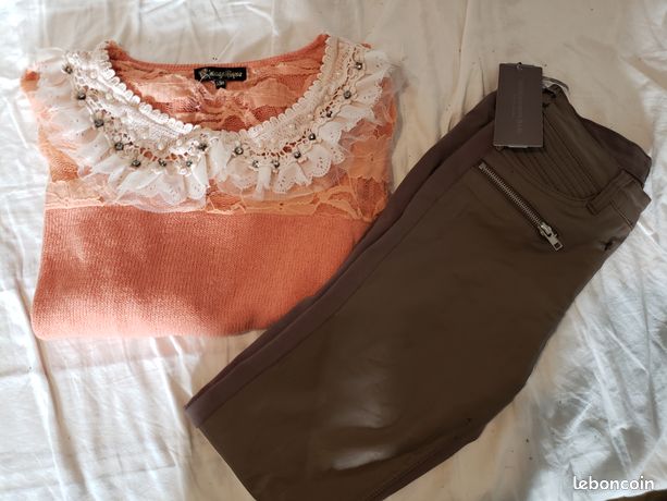 Lot De 2 Pulls : 1 Beige + 1 Noir | Taille S/Petit | Marque Fashion Studio - Occasion Très Bon état