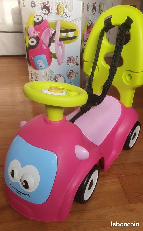 Smoby Maestro II Balade Rosa – Correpeatón Evolutivo 4 En 1: Balancín, Ayuda Para Caminar Y Vehículo De Paseo Con Volante Electrónico Y Ojos Mágicos, De 6 A 12+ Meses