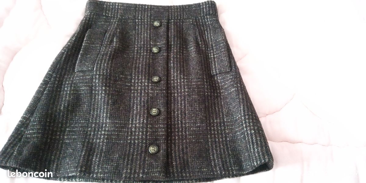 Jupe Droite Vintage En Laine écossaise - Marque Mettez Paris - Taille 38