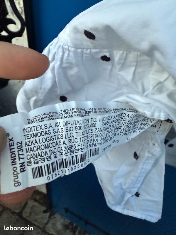 Robe blanche à pois Zara S Vêtements