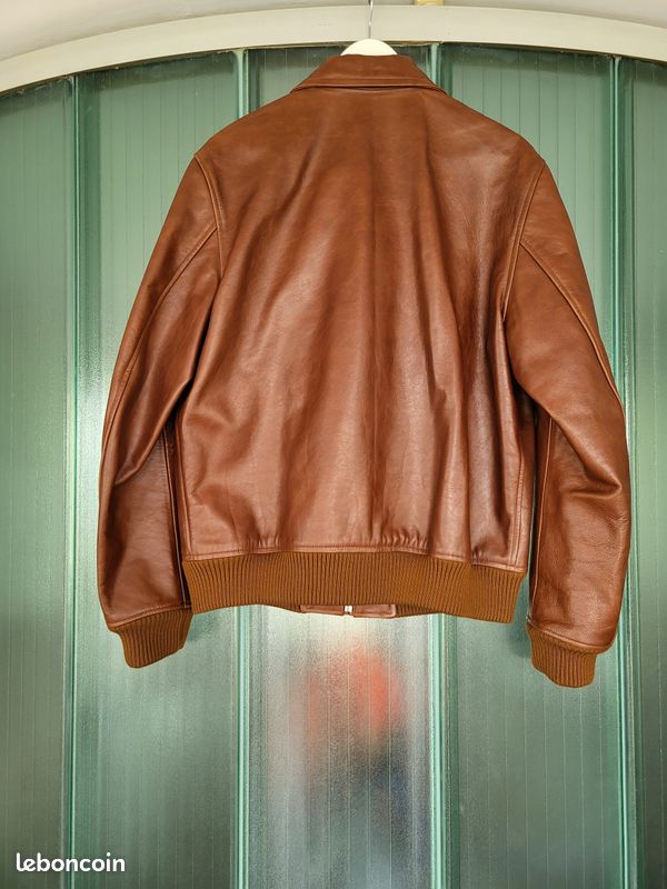 Veste En Cuir Véritable Sandro - Taille 2/38, Marron, Style Blazer - Occasion Très Bon état