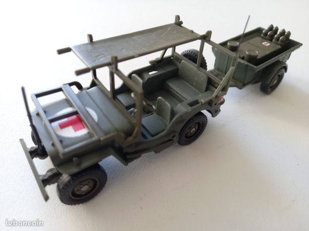 Lot De 2 Solido Militaires N°256 - Jeep Willys + Remorque - échelle 1/43