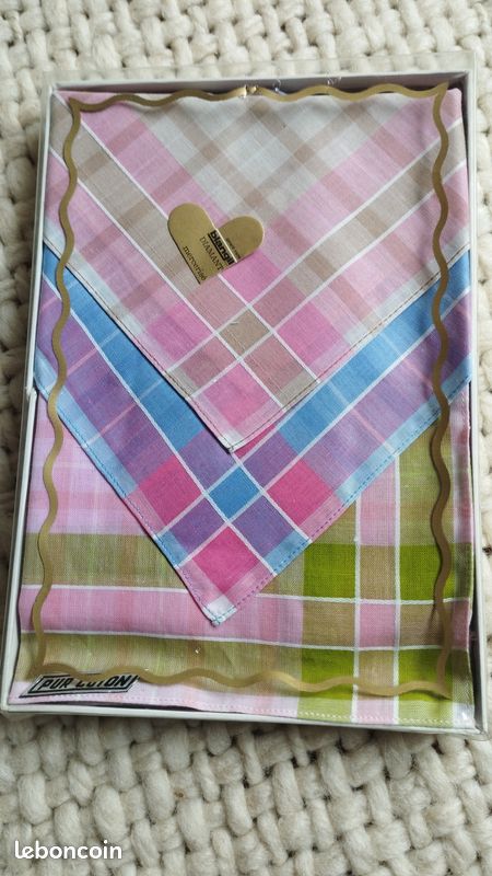 Lot 6 mouchoirs pur coton-Blangil diamant mercerisé- NEUF (image 1)