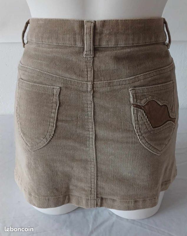 AGI-jupe30 - mini-jupe velours beige T34 ou 16 ans (image 2)