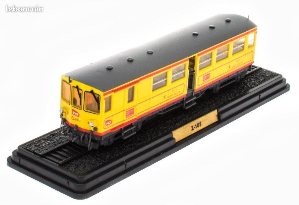 Train Atlas SNCF Z-4702 - Échelle HO 1/87 - Automotrice Française Avec Socle Et Certificat