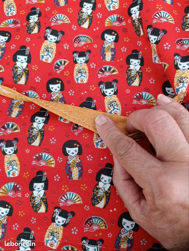 Tablier fait maison reversible poche centrale et doublure (image 3)