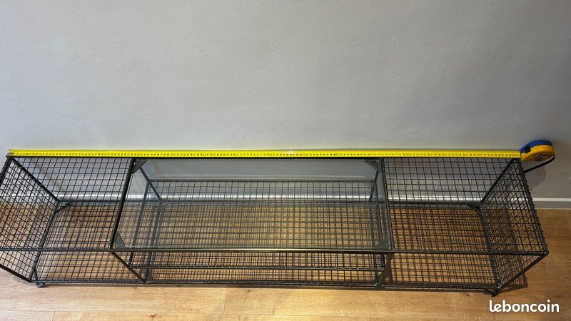 Meuble TV style industriel métal et verre (image 4)
