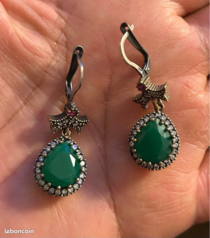 Boucles D'oreilles En Argent 925/1000 Serties De RUBIS - Modèle BO-AR-204 - Marque Délicatement Doux - NEUFES Avec étiquettes